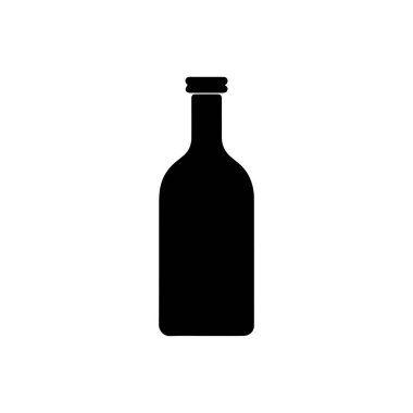 Şişe simgesi. Beyaz arka planda siyah şişe simgesi. Vektör illüstrasyonu