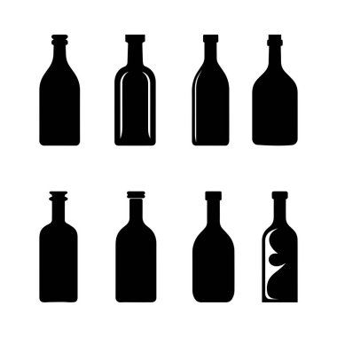 Beyaz arka planda şişe simgesi, siluet tarzı konsept. vektör illüstrasyonu