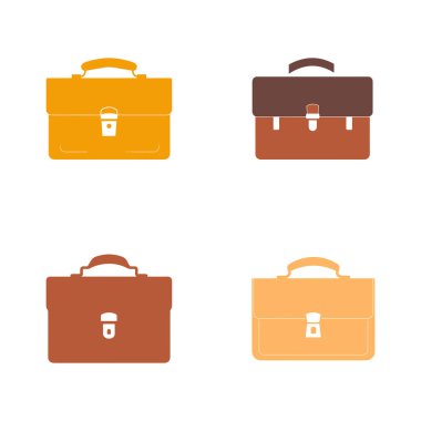 Evrak çantası simgesi seti. Beyaz arkaplanda evrak çantası vektör simgelerinin toplanması. Düz simge