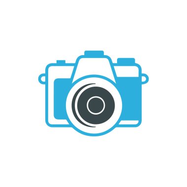 Beyaz arkaplanda kamera simgesi. Düz moda vektör illüstrasyonuName