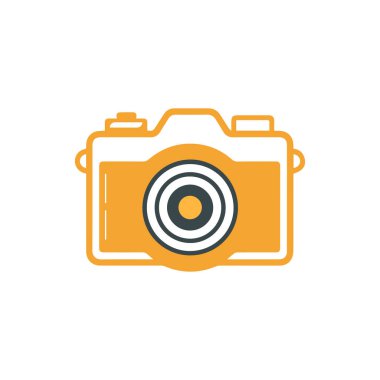 Beyaz arkaplanda kamera simgesi. Düz moda vektör illüstrasyonuName