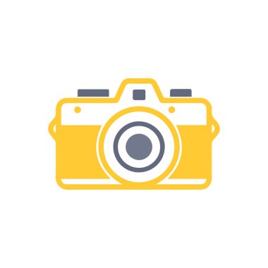 Beyaz arkaplanda kamera simgesi. Düz moda vektör illüstrasyonuName