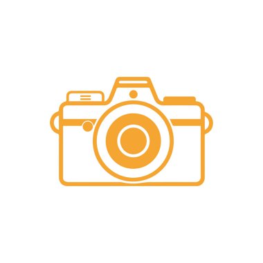 Beyaz arkaplanda kamera simgesi. Düz moda vektör illüstrasyonuName