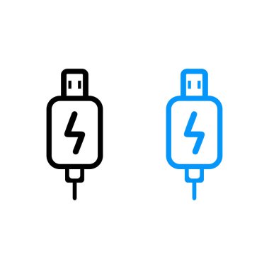 Beyaz arkaplanda kablo simgesi yükleniyor. Düz moda vektör illüstrasyonuName