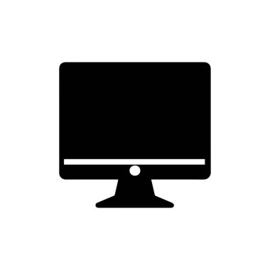 Simge görüntüsü. Beyaz arkaplanda Siyah Bilgisayar Monitörü simgesi. Vektör illüstrasyonu