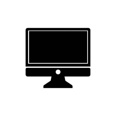 Simge görüntüsü. Beyaz arkaplanda Siyah Bilgisayar Monitörü simgesi. Vektör illüstrasyonu