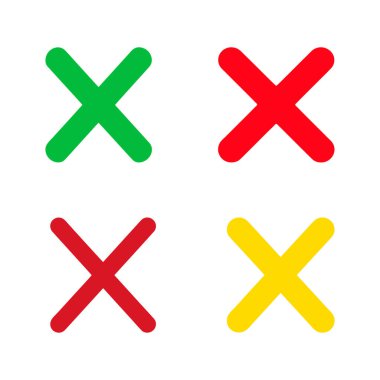 Beyaz arkaplanda çapraz simge ayarlandı. Düz moda vektör illüstrasyonuName