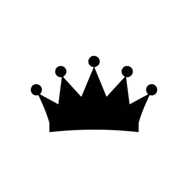 Beyaz arka planda Crown ikonu, siluet tarzı konsept. vektör illüstrasyonu