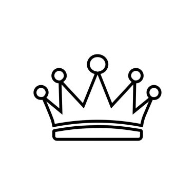 Taç simgesi. Beyaz arkaplanda taslak simgesi. Vektör illüstrasyonu