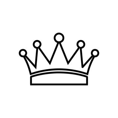 Taç simgesi. Beyaz arkaplanda taslak simgesi. Vektör illüstrasyonu