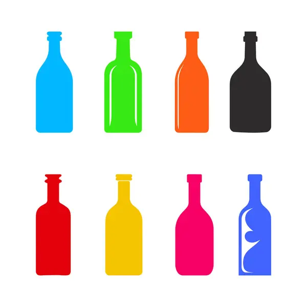 Şişe simgesi. Beyaz zemin üzerinde şişe düz simge. Vektör illüstrasyonu