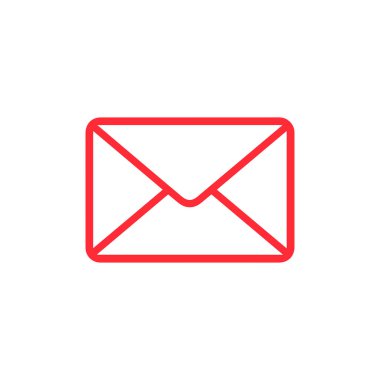 E- posta simgesi. Beyaz arkaplanda ana renk e- posta simgesi. Vektör illüstrasyonu