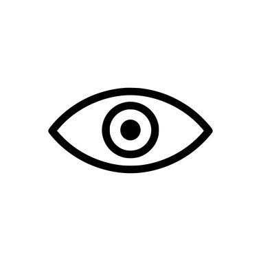 Göz simgesi. Siyah göz simgesi beyaz arkaplanda. Vektör illüstrasyonu