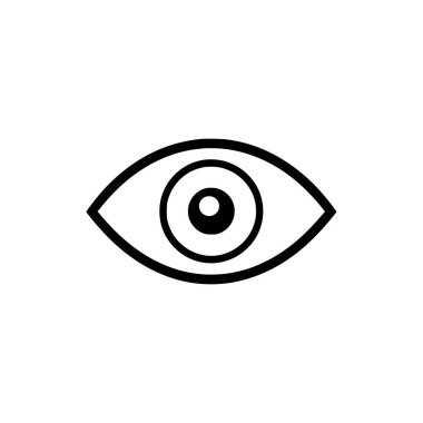 Göz simgesi. Siyah göz simgesi beyaz arkaplanda. Vektör illüstrasyonu