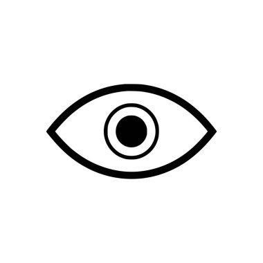 Göz simgesi. Siyah göz simgesi beyaz arkaplanda. Vektör illüstrasyonu