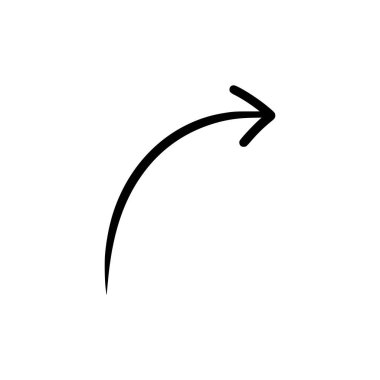 El çizimi ok simgesi. Siyah El beyaz arkaplana ok simgesi çizdi. Vektör illüstrasyonu