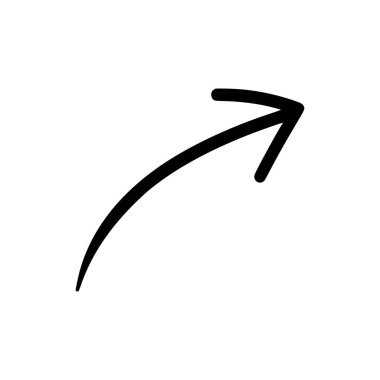 El çizimi ok simgesi. Siyah El beyaz arkaplana ok simgesi çizdi. Vektör illüstrasyonu