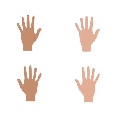 Beyaz arkaplana el simgesi yerleştirildi. Düz moda vektör illüstrasyonuName