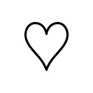 Kalp ikonu. Siyah Kalp simgesi beyaz arkaplanda. Vektör illüstrasyonu