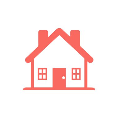 Beyaz arka planda ev simgesi. Düz moda vektör illüstrasyonuName