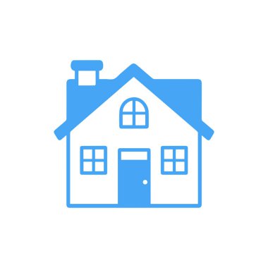 Beyaz arka planda ev simgesi. Düz moda vektör illüstrasyonuName