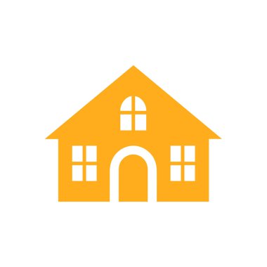 Beyaz arka planda ev simgesi. Düz moda vektör illüstrasyonuName