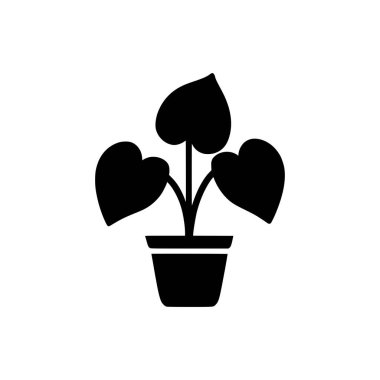 Kapalı alan bitki ikonu. Beyaz arka planda siyah bitki simgesi. Vektör illüstrasyonu