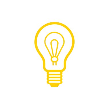 Beyaz arkaplanda ampul simgesi. Düz moda vektör illüstrasyonuName