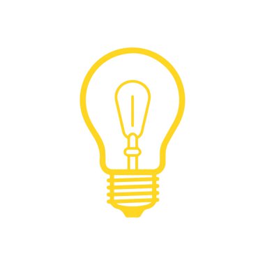 Beyaz arkaplanda ampul simgesi. Düz moda vektör illüstrasyonuName