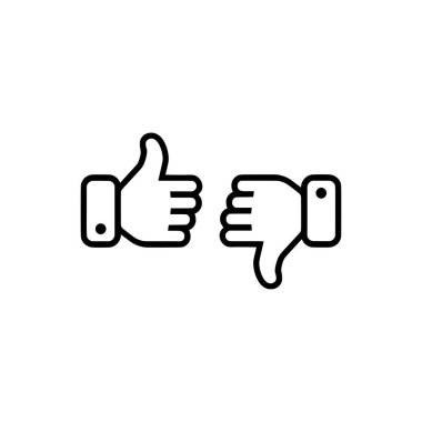 İkondan hoşlanıp hoşlanmamak gibi. Siyah özet beyaz arkaplandaki ikon gibi ve nefret dolu. Vektör illüstrasyonu