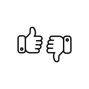 İkondan hoşlanıp hoşlanmamak gibi. Siyah özet beyaz arkaplandaki ikon gibi ve nefret dolu. Vektör illüstrasyonu