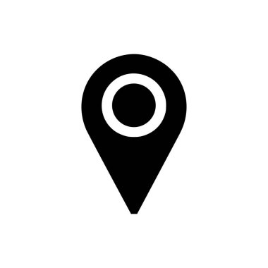 Konum simgesi. Beyaz arkaplanda siyah lokasyon simgesi. Vektör illüstrasyonu
