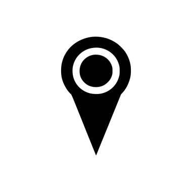 Konum simgesi. Beyaz arkaplanda siyah lokasyon simgesi. Vektör illüstrasyonu