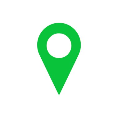 Beyaz arkaplanda konum simgesi. Düz moda vektör illüstrasyonuName