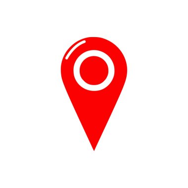 Beyaz arkaplanda konum simgesi. Düz moda vektör illüstrasyonuName