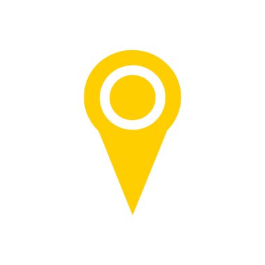 Beyaz arkaplanda konum simgesi. Düz moda vektör illüstrasyonuName