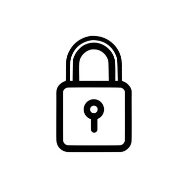 Kilit simgesi. Beyaz arkaplanda ana hat kilidi simgesi. Vektör illüstrasyonu