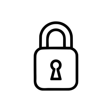 Kilit simgesi. Beyaz arkaplanda ana hat kilidi simgesi. Vektör illüstrasyonu