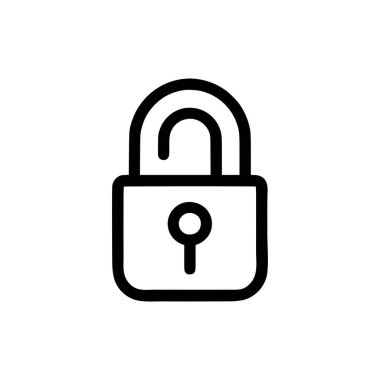 Kilit simgesi. Beyaz arkaplanda ana hat kilidi simgesi. Vektör illüstrasyonu