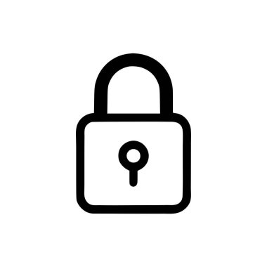 Kilit simgesi. Beyaz arkaplanda ana hat kilidi simgesi. Vektör illüstrasyonu