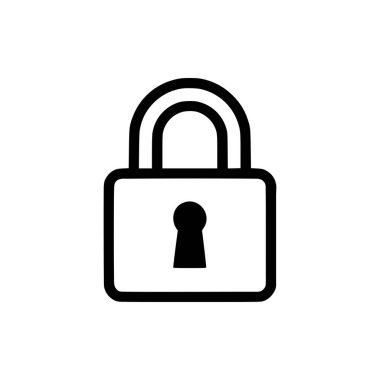 Kilit simgesi. Beyaz arkaplanda ana hat kilidi simgesi. Vektör illüstrasyonu