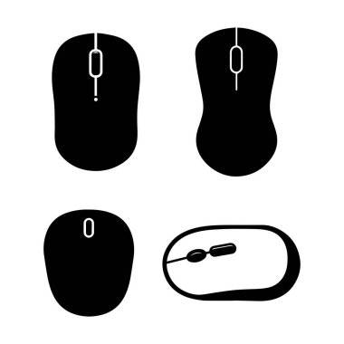 Fare simgesi seti. Siyah Fare simgesi beyaz arkaplanda ayarlandı. Vektör illüstrasyonu