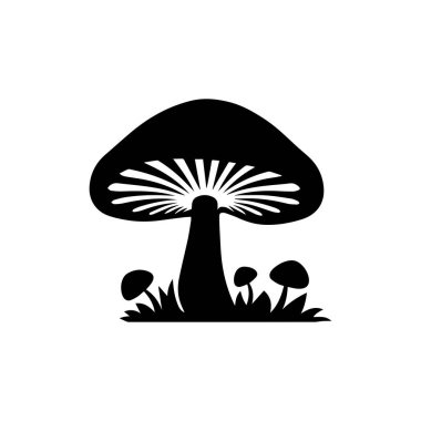 Mantar ikonu. Beyaz arkaplanda siyah mantar ikonu. Vektör illüstrasyonu