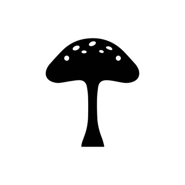 Mantar ikonu. Beyaz arkaplanda siyah mantar ikonu. Vektör illüstrasyonu