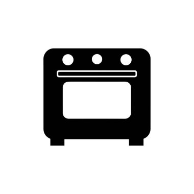 Fırın ikonu. Beyaz arka planda siyah fırın simgesi. Vektör illüstrasyonu