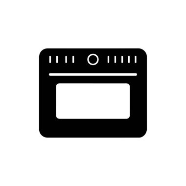 Fırın ikonu. Beyaz arka planda siyah fırın simgesi. Vektör illüstrasyonu