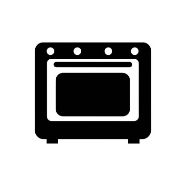 Fırın ikonu. Beyaz arka planda siyah fırın simgesi. Vektör illüstrasyonu