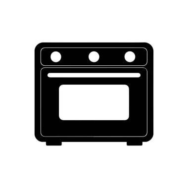 Fırın ikonu. Beyaz arka planda siyah fırın simgesi. Vektör illüstrasyonu