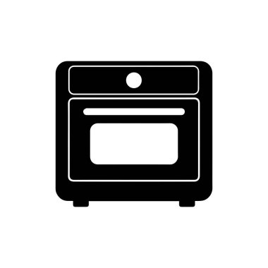 Fırın ikonu. Beyaz arka planda siyah fırın simgesi. Vektör illüstrasyonu