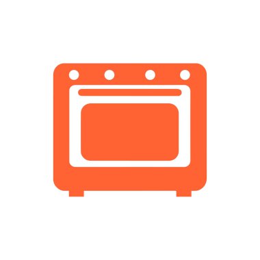 Beyaz arkaplanda fırın simgesi. Düz moda vektör illüstrasyonuName